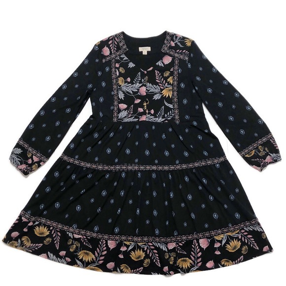 STYLE & CO | Black Peasant Boho Long Sleeve Dress - Picture 8 of 16